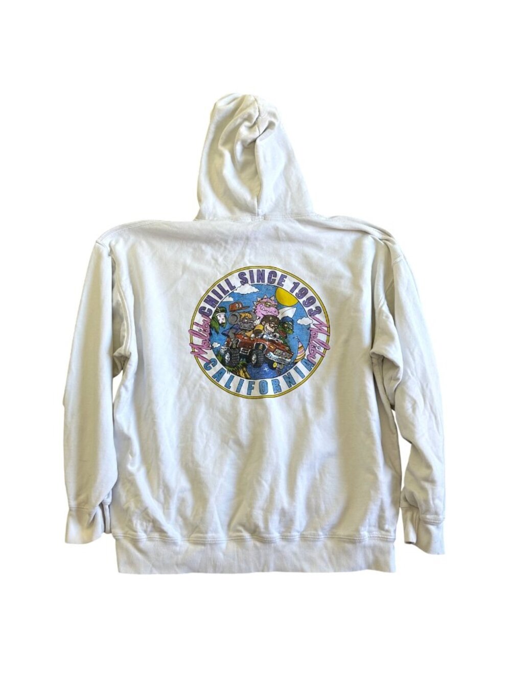 John Galt Women's Sz Medium Malibu Chill Since 1993 White Hoodie Sweatshirt